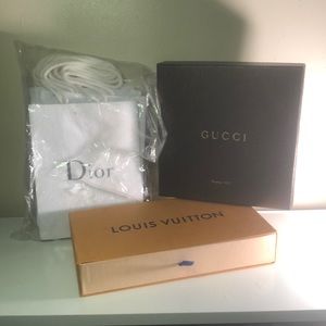 Lousi Vuitton box, Gucci box and 10 dior bags lot